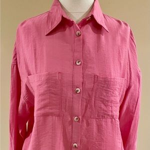NWT la miel by Hyped Unicorn pink, long sleeve button down. Women’s Size small